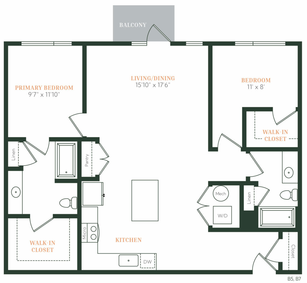 Find a Personalized Paradise at Alexan Access - B7 two-bedroom luxury apartment floor plan